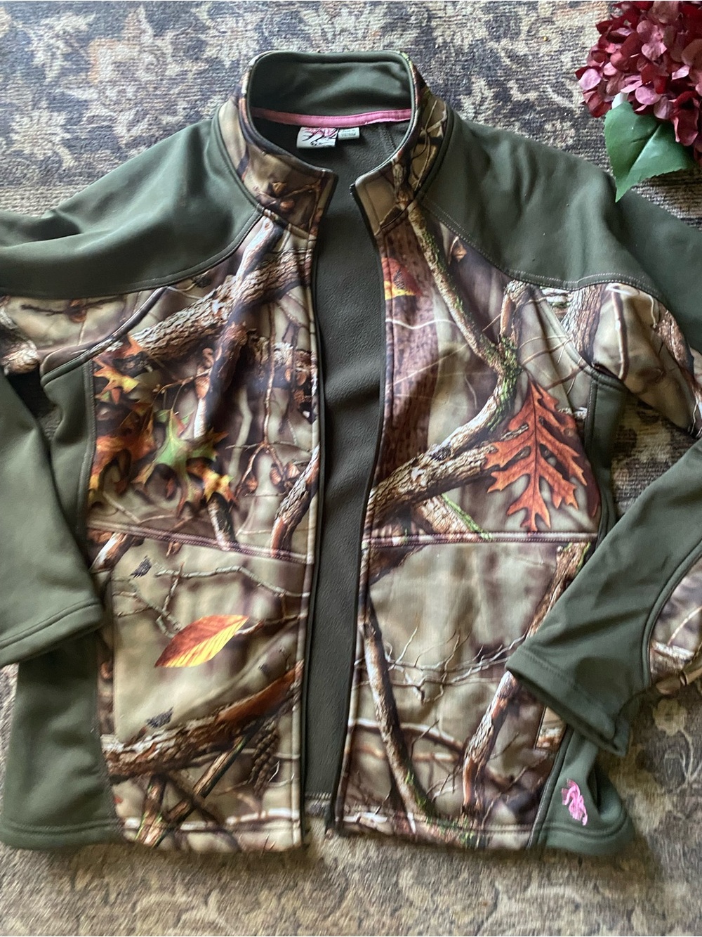 Legendary Whitetails Camo Full Zip Fleece Lined Softshell Jacket Green/Pink